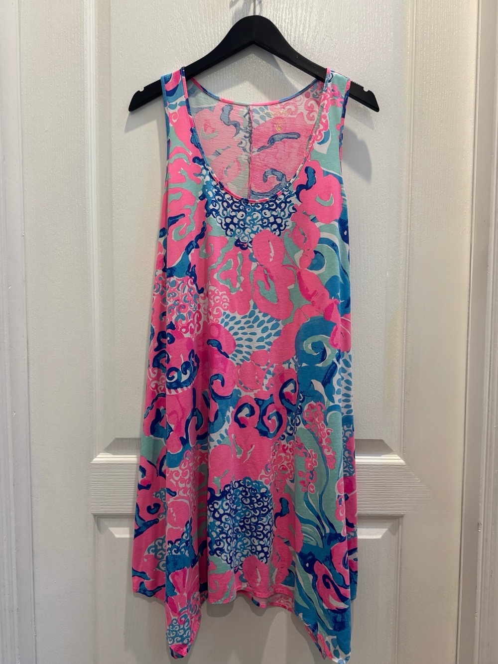 Lilly Pulitzer Pink Teal Navy Floral-Abstract Dress